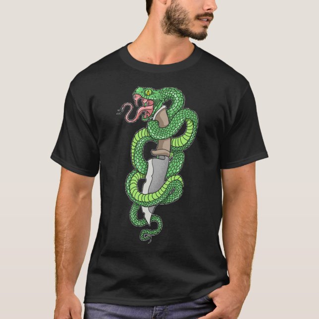Camiseta Antigüedad de la serpiente verde y la daga (Anverso)
