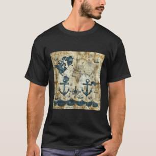 Camiseta Antiguo Ancla de Barco de Vela Pirata Náutico Vint