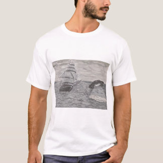Camiseta Antiguo barco de vela en el mar por la noche junto