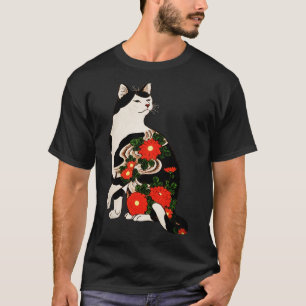 Camiseta Antiguo bloque de madera japonés Imprimir gato con