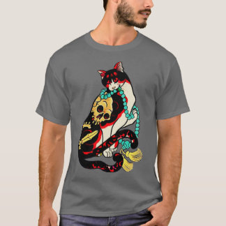 Camiseta Antiguo bloque de madera japonés Imprimir gato con