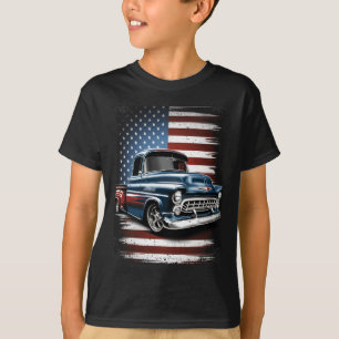 Camiseta Antiguo Camión De Recogida Bandera Estadounidense