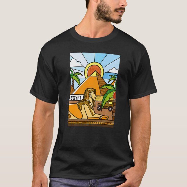 Camiseta Antiguo Egipto: Esfinges y pirámides en Egipto (Anverso)