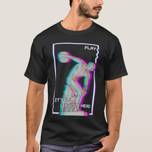 Camiseta Antiguo estatua griega Discus Throw Vaporwave Glit (Anverso)
