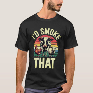 Camiseta Antiguo Fumador De Carne Barbacoa Retro Divertido 