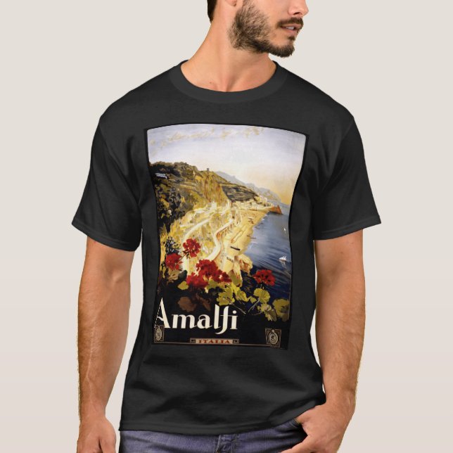 Camiseta Antiguo Ilustracion Italia Costa Amalfitana Vieja  (Anverso)