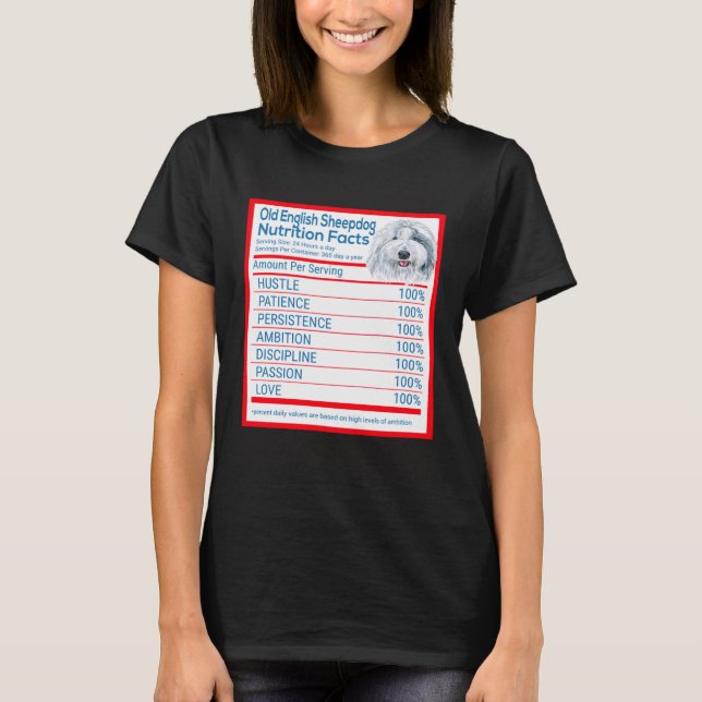 Camiseta Antiguo perro pastor inglés cría a dueños de datos (Anverso)