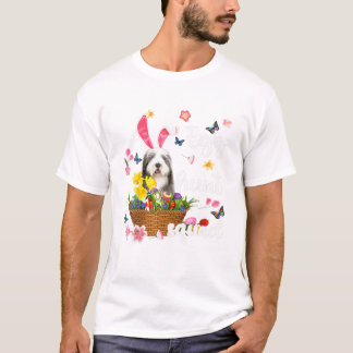 Camiseta Antiguo perro pastor inglés Feliz Pascua