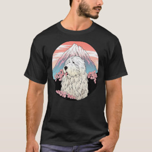 Camiseta Antiguo perro pastor inglés Monte Fuji Divertido l