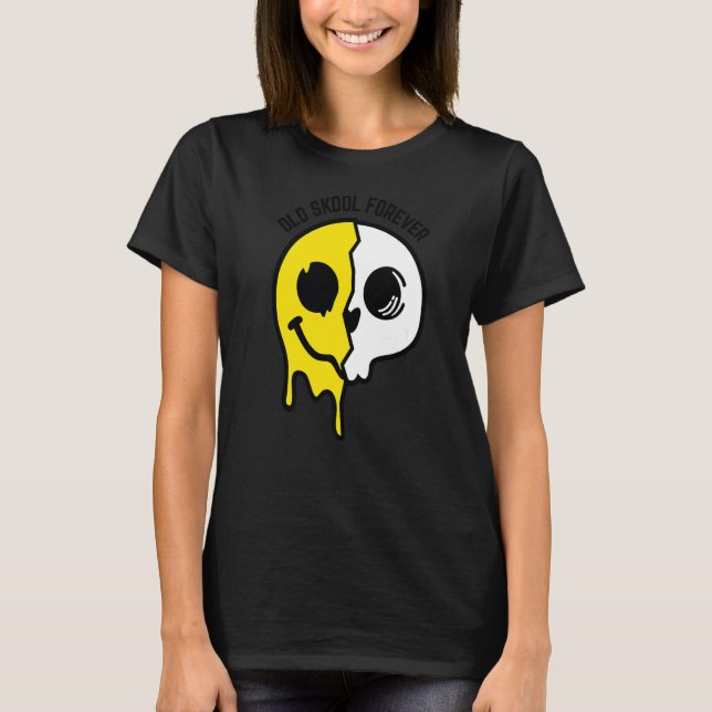 Camiseta Antiguo Skool Forever Skull Face Original Raver Ra (Anverso)