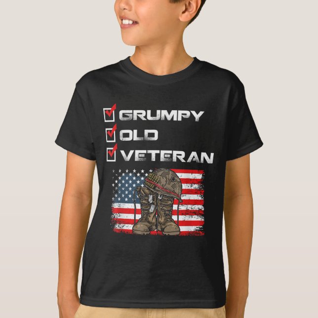 Camiseta Antiguo y gruñón veterano patriótico militar ameri (Anverso)
