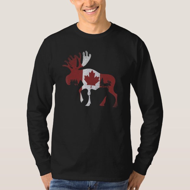 Camiseta Antillas de alce animal Bandera Canadiense Hoja de (Anverso)