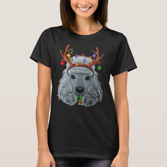 Camiseta Antillas de reno de caniche Navidades adorables Pe (Anverso)