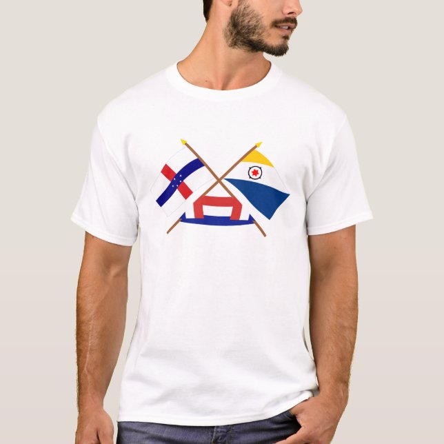 Camiseta Antillas holandesas y banderas cruzadas Bonaire (Anverso)