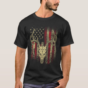 Camiseta Antillas y cráneo en ciervo de bandera estadounide