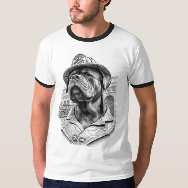 Camiseta Antique Marble Fireman Rottweiler (Anverso)