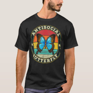 Camiseta Antisocial Butterfly Vintage Retro Introvertido