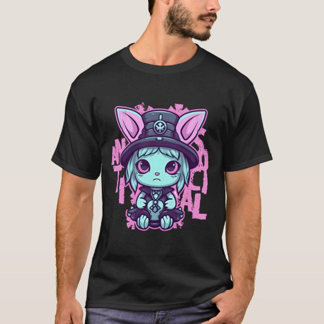 Camiseta Antisocial Kawaii Pastel Goth Cat Gothic Hera (Anverso)