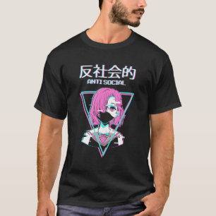 Camiseta Antisocial Vaporwave Anime Indie Aest