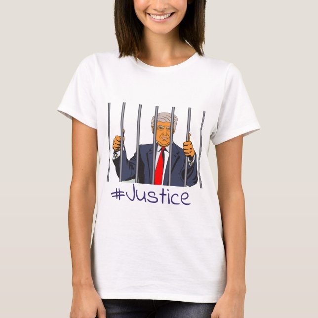 Camiseta AntiTrump, Donald en la cárcel tras la justicia en (Anverso)