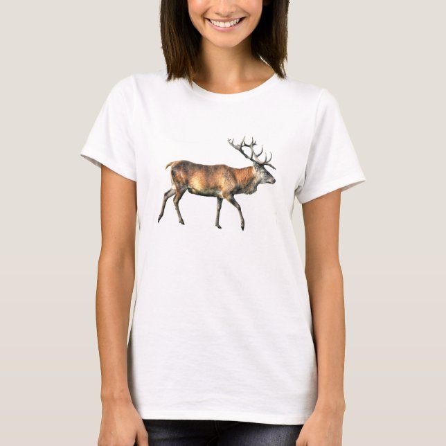 Camiseta Antlered Deer Stag Wildlife Art (Anverso)