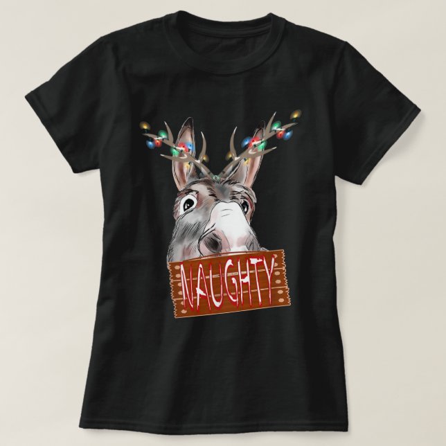 Camiseta Antlers enciende a Navidades graciosos de Rótulo t (Diseño del anverso)