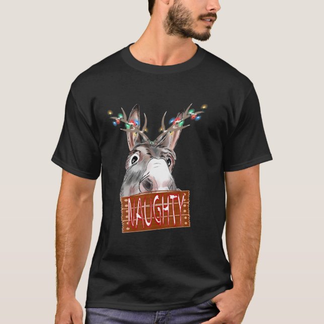 Camiseta Antlers enciende a Navidades graciosos de Rótulo t (Anverso)