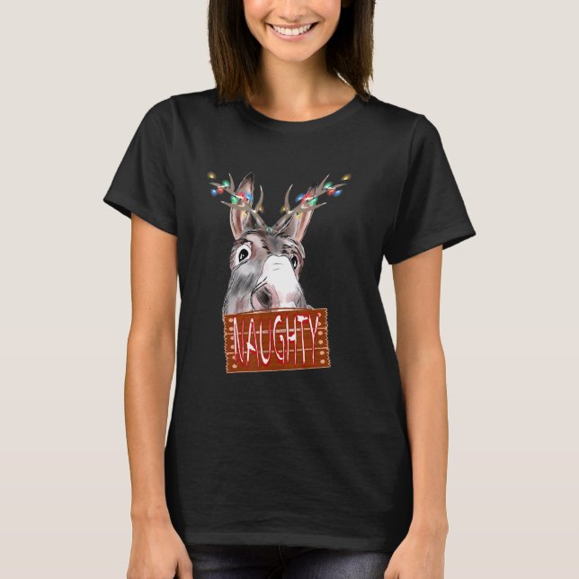 Camiseta Antlers enciende a Navidades traviesos del Rótulo  (Anverso)
