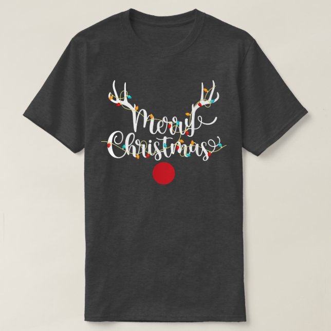 Camiseta Antlers Navidades enciende reno frente a Rudolph R (Diseño del anverso)