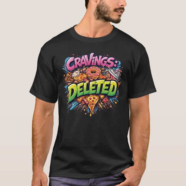 Camiseta Antojos Eliminados – Gráfica de Comida Chatarra de (Anverso)