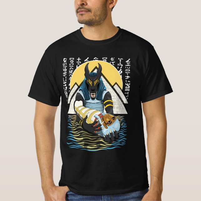 Camiseta Anubis Antiguo Ilustracion Egipcio de Dios (Anverso)