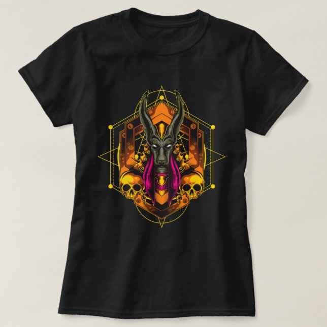 Camiseta Anubis, el Dios Egipcio de los Muertos (Diseño del anverso)