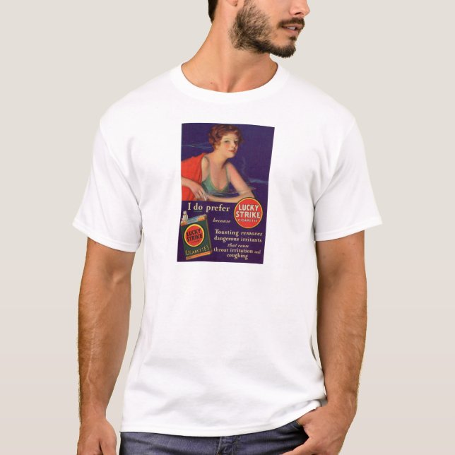 Camiseta Anuncio afortunado del cigarrillo de los años 20 (Anverso)
