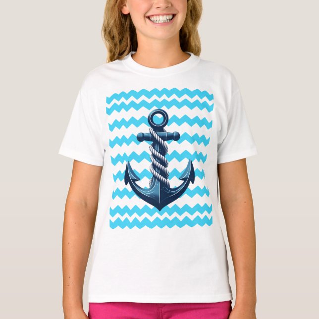 Camiseta Anuncio azul con olas azules (Anverso)