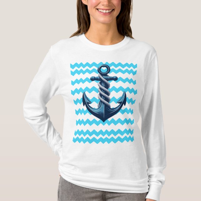 Camiseta Anuncio azul con olas azules (Anverso)