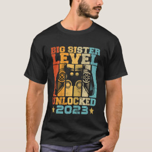 Camiseta Anuncio de bebé 2023 de Kids Big Sister Level Unlo