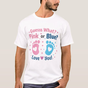 Camiseta Anuncio de bebé de huellas rosas o azules revelada