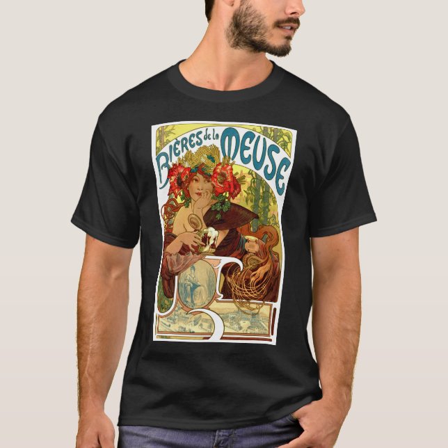 Camiseta Anuncio de cerveza de estilo Art Nouveau de Alphon (Anverso)