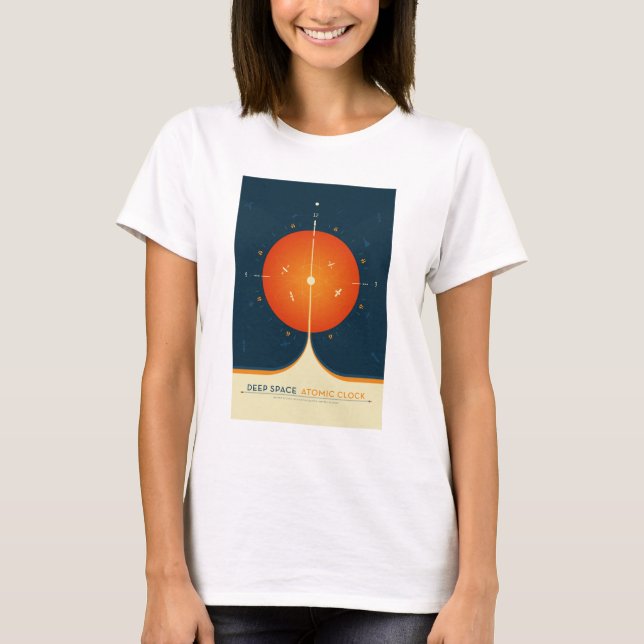 Camiseta Anuncio de ciencia ficción, reloj atómico Naranja, (Anverso)