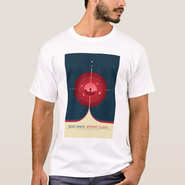Camiseta Anuncio de ciencia ficción, reloj atómico rojo, es (Anverso)
