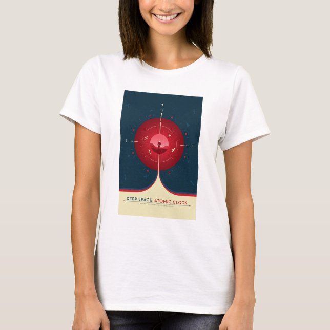 Camiseta Anuncio de ciencia ficción, reloj atómico rojo, es (Anverso)