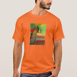 Camiseta Anuncio de Cognac Art Nouveau con Pavo Real