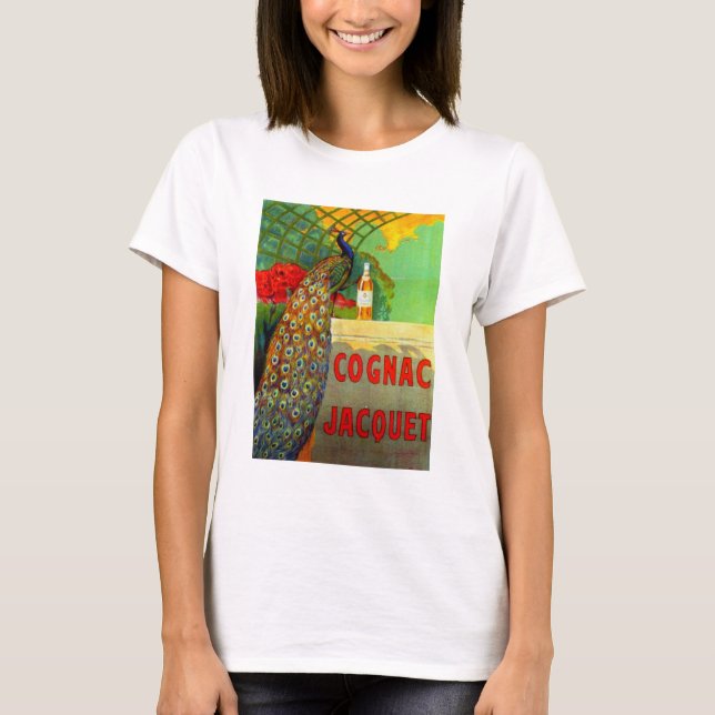 Camiseta Anuncio de Cognac Art Nouveau con pavo real (Anverso)