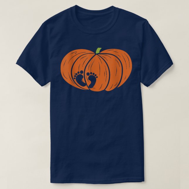 Camiseta Anuncio de embarazo de Halloween con calabaza para (Diseño del anverso)