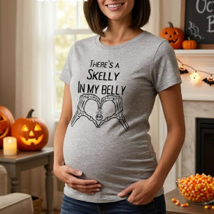 Camiseta Anuncio de Embarazo de Halloween Skelly En Mi Barr