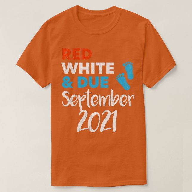 Camiseta Anuncio de embarazo de septiembre de 2021 en blanc (Diseño del anverso)