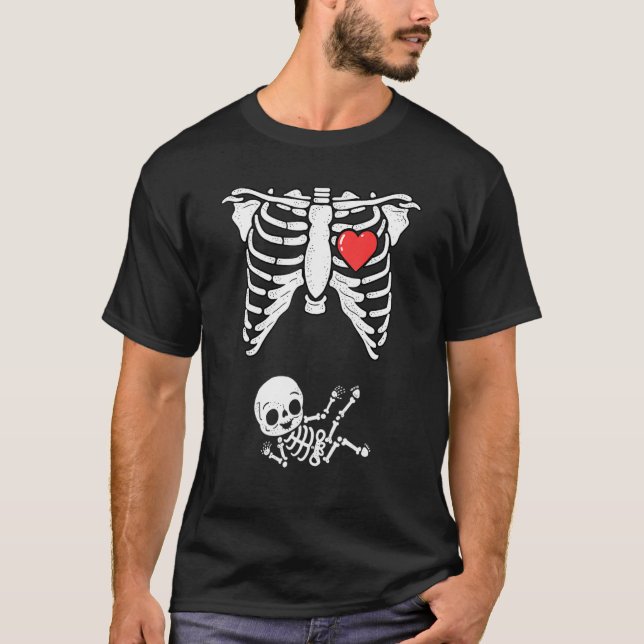 Camiseta Anuncio de embarazo de Skeleton Coste de Halloween (Anverso)