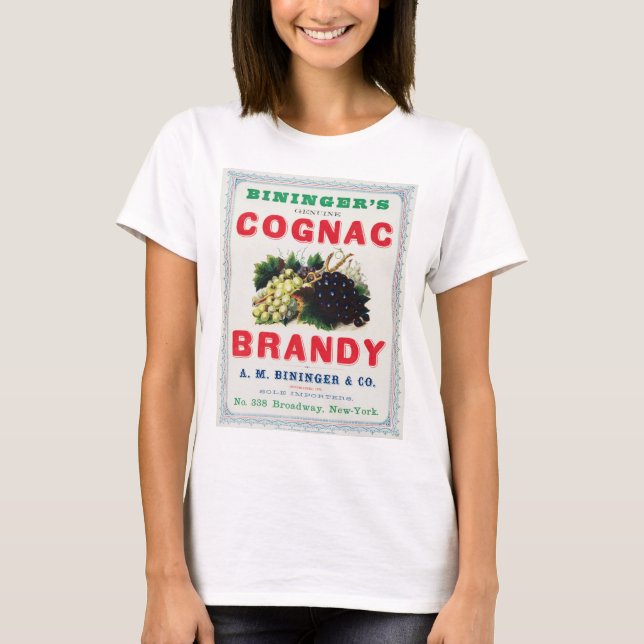 Camiseta Anuncio de época para Cognac Brandy de Bininger. (Anverso)