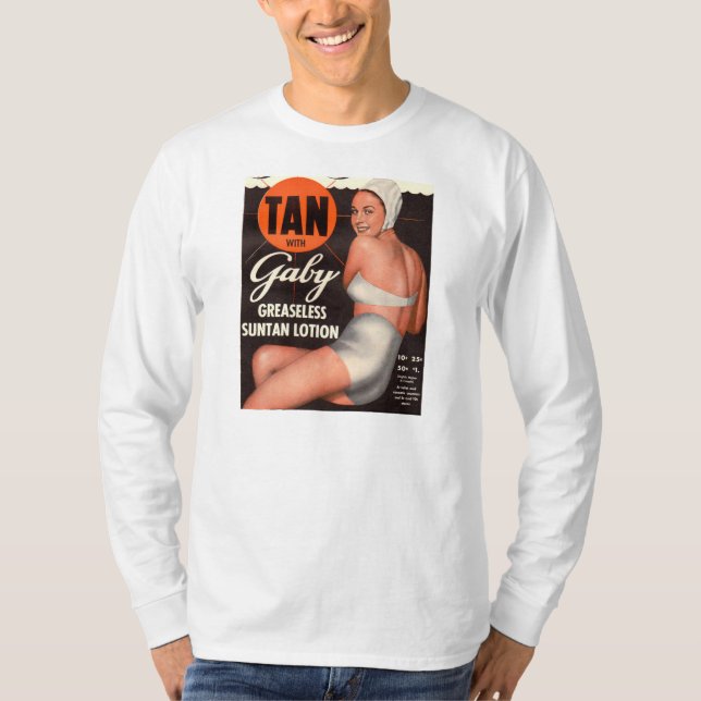 Camiseta Anuncio de Gaby Suntan Lotion 1950 (Anverso)