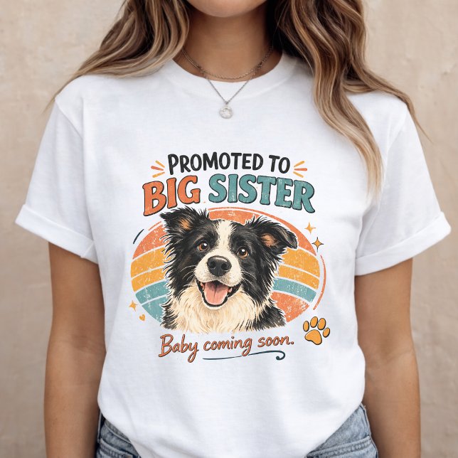 Camiseta Anuncio de Hermana Mayor Perro Revelación de Bebé (Subido por el creador)